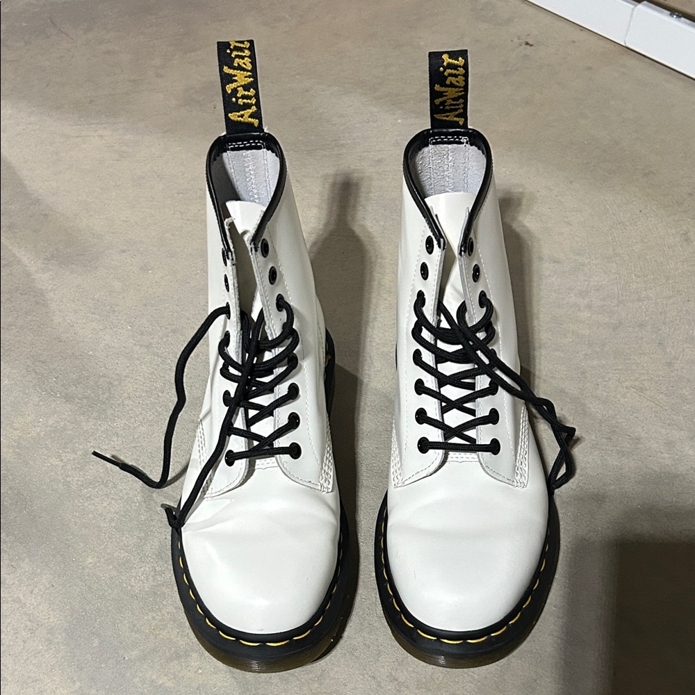 Dr. Martens White Boots with Black Laces